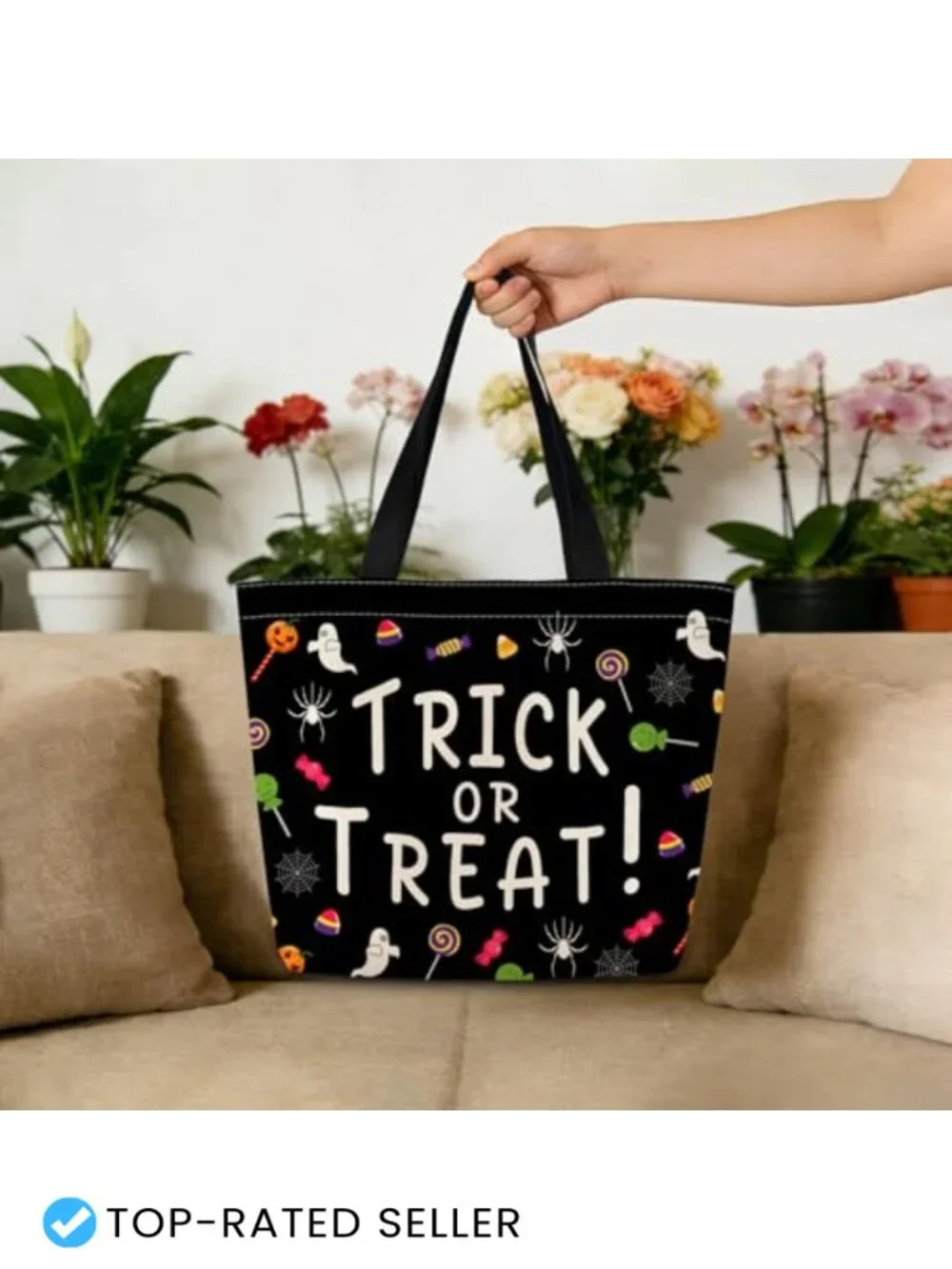 Reusable Grocery Tote Bag with Zipper Pocket
